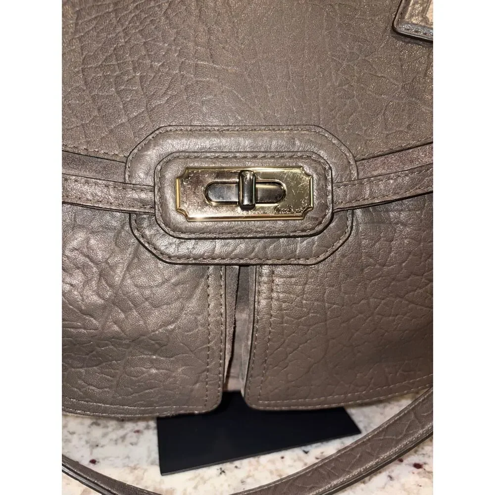 Coach 17781 Grey Chelsea Flagship Dowel Shoulder Bag Pebbled Leather Satchel